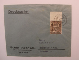 1940 Danzig Meiningen Cover Dt Reich Wk2 Gdańsk Dantzig Drucksache Bord De Feuille - Occupation 1938-45