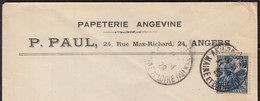 49 ANGERS Enveloppe à En-tete Pub " PAPETERIE ANGEVINE "  Le II 4 1929 Jeanne D Arc 50c Pour 85 FONTENAY Le COMTE - Storia Postale