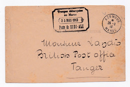 ENVELOPPE D'AZEMOUR POUR TANGER DU 25/03/1916 CACHET TROUPES DEBARQUEES AU MAROC POSTE DE SIDI ALI - Briefe U. Dokumente