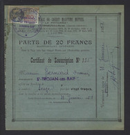 CREDIT MARITIME MUTUEL 1951 ST TROJAN LES BAINS ILE D' OLERON - Cartas & Documentos