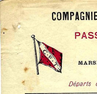 1903 ENTETE HOUSEFLAGS PAVILLONS CIE FRANCO TUNISIENNE DE NAVIGATION Marseille DESTINATIONS  PASSAGERS ET MARCHANDISES - 1900 – 1949
