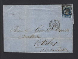 LETTRE 1857 N°14 De MARSEILLE PC 1896 - 1849-1876: Période Classique