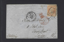 LETTRE 1860 N°16 De RENNES PC 2650 Pour Londres - 1849-1876: Période Classique