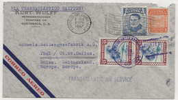 TRANSATLANTIC AIR SERVICE CLIPPER 1947 GUATEMALA Air Mail Cover SUISSE SWISS Via Transoceanico - Aviones