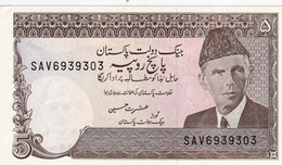 PAKISTAN 5 RUPEES ND (1976-84) EXF P-28 "Mohammed Ali Jinnah" "free Shipping Via Regular Air Mail (buyer Risk)" - Pakistan