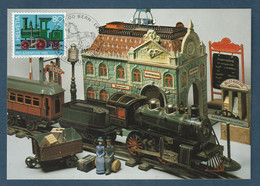 ⭐ Suisse - Carte Maximum - Premier Jour - Gare Et Halle - Train Express Américain - 1983 ⭐ - Maximumkarten (MC)