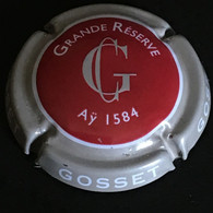 208 - 49a - Gosset, Grande Réserve, Rouge Et Blanc, Contour Grège, Aÿ 1854 (côte 2 Euros) Capsule De Champagne - Gosset