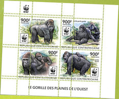 A7581 - CENTRAFRICAINE-ERROR MISPERF -Stamp Sheet -WWF -2015- ANIMALS : GORILLAS - Gorilas