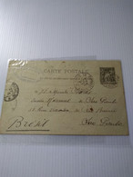 France 1892 Postal Card To Brasil.paris 38.ducretet&lejeune Science Instrumental.signed.e7 Reg Post - Enteros Privados