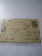 France 1892 Postal Card To Brasil.paris 38.ducretet&lejeune Science Instrumental.signed.e7 Reg Post - Pseudo-entiers Privés