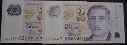 SINGAPORE , P 46a + 46b , 2 Dollars , ND 2006 , UNC Neuf, 4 Notes - Singapore