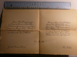 FAIRE PART DE MARIAGE 1892 - FRANCOIS DURET MARIE VILLARET - GRENOBLE FURES TULLINS - BONNARDON - VICTOR JOSEPH AVOCAT - Huwelijksaankondigingen