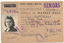 Carte, Licence De BASKET-BALL - Athlétic Club Amboisien, Seniors, 1943 - Other & Unclassified