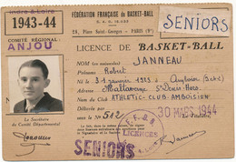 Carte, Licence De BASKET-BALL - Athlétic Club Amboisien, Seniors, 1944 - Other & Unclassified