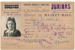 Carte, Licence De BASKET-BALL - Athlétic Club Amboisien, Juniors, 1943 - Autres & Non Classés