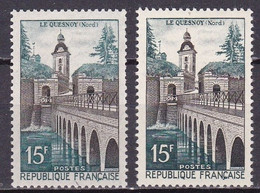 FR7196 - FRANCE – 1957 – LE QUESNOY - VARIETIES - Y&T # 1106(x2) MNH - Unused Stamps