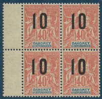 France Colonies Type Groupe Dahomey Bloc De 4 N°39Aa** Variété Surcharge Espacés Tenant à Normal TTB Signé Calves - Unused Stamps