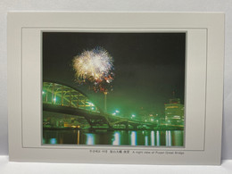 Night View Of Pusan Great Bridge, Pusan, South Korea Postcard - Corée Du Sud