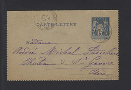 CARTE LETTRE TYPE SAGE 15 Ct Obl ?? ÉCRITE LE MAS TROQUET - 1877-1920: Semi-Moderne