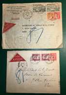 LOT LETTRE X 2  . 1936 PAR AVION CACHET TIMBRES BORDEAUX R P AVION - Briefe U. Dokumente