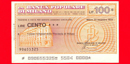 MINIASSEGNI - BANCA POPOLARE DI MILANO - L. 100 - Nuovo - FdS - [10] Checks And Mini-checks