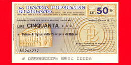MINIASSEGNI - BANCA POPOLARE DI MILANO - L. 50 - Nuovo - FdS - [10] Cheques Y Mini-cheques