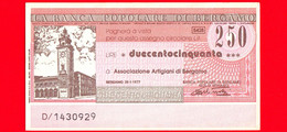 MINIASSEGNI - BANCA POPOLARE DI BERGAMO - L. 250 - Nuovo - FdS - MINITALIA S.p.A. - Capriate S. Gervasio (BG) Monumenti - [10] Cheques En Mini-cheques