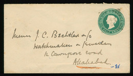 Ganzsache Umschlag 1921 Envelope Indien India Postage, Stempel Allahabad Uttar Pradesh Half Anna - Briefe