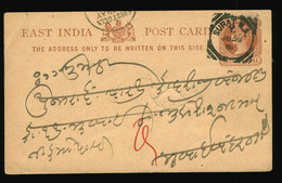 Ganzsache Karte Card Indien 1920 ? EAST INDIA POST CARD, Stempel Surat - Inland Letter Cards