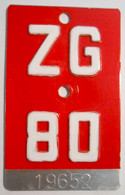 Velonummer Zug ZG 80 - Plaques D'immatriculation
