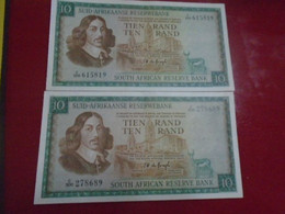 SOUTH AFRICA , P 114c, 10 Rand, Nd 1976, Almost UNC, 2 Notes - Afrique Du Sud