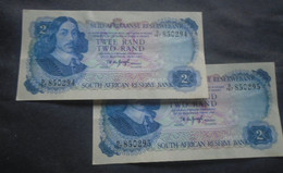 SOUTH AFRICA , P 117b, 2 Rand, Nd 1976, AU/UNC Presque Neuf, 2 Notes - South Africa