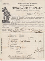 Facture Illustrée Suisse - St-Gallen / St-Gall - Theater-Kostüm-Fabrik Franz Jäger (format 20,5 X 27 Cm) - Switzerland