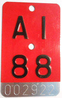 Velonummer Appenzell Innerrhoden AI 88 (letzte AI-Velonummer) ! - Plaques D'immatriculation