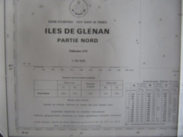 Carte Marine N°6647 Iles De Glénan Nord 56 Ile St Nicolas, Ile Aux Moutons 1978 - Nautical Charts