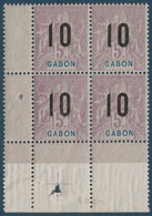 France Colonies Type Groupe Gabon Bloc De 4 CDF N°78/78Aa** Variété 1 & 0 Espacés Tenant à Normal TTB Signé Calves - Unused Stamps