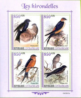 A7561 - CENTRAFRICAINE- ERROR MISPERF Stamp Sheet - 2021 - Birds: Swallows - Swallows