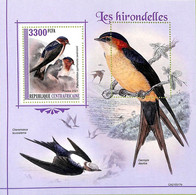 A7566 - CENTRAFRICAINE- ERROR MISPERF Stamp Sheet - 2021 - Birds: Swallows - Swallows