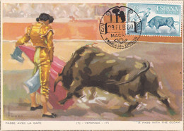 Delcampe - Carte Maximum Espagne Spain 1960 Corrida Taureau Bull Toro - Maximumkarten