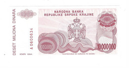 *croatia   Krajina  10 Million  Dinara 1994   R34  Unc - Croatia