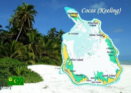 Cocos (Keeling) Islands Map New Postcard * Carte Geographique * Landkarte - Cocos (Keeling) Islands
