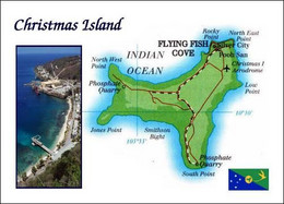 Australia Christmas Island Map New Postcard * Carte Geographique * Landkarte - Christmas Island