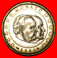 * FRANCE (2001-2004): MONACO ★ 1 EURO 2001 UNC MINT LUSTRE! UNCOMMON! RAINIER III (1949-2005)★LOW START ★ NO RESERVE! - Monaco