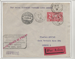 SODAC 1929 Ephémère Compagnie Aérienne FRANCE 1er Vol REPORTE Ligne MONTLUCON CLERMONT LYON GENEVE Pilote BOUTHIER - Aerei
