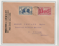 FORMATION AIR AOF Lettre Transportée Exceptionnellement PAR AVION MILITAIRE 1938 Atar MAURITANIE Thies SENEGAL - Airplanes