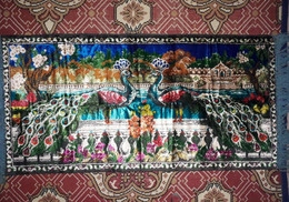 Antique Carpet Peacock Shaggy Woven Tablecloth Colorful Wall Rug Original Tapestry 113x50 - Rugs, Carpets & Tapestry