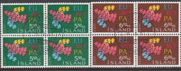 1961. ISLAND. EUROPA CEPT Complete Set In 4-blocks Cancelled First Day Of Issue.  (Michel 354-355) - JF523072 - Oblitérés