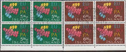 1961. ISLAND. EUROPA CEPT Complete Set In 4-blocks Cancelled First Day Of Issue.  (Michel 354-355) - JF523073 - Gebraucht