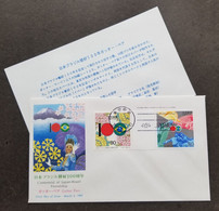 Japan Brazil 100 Years Friendship 1995 Diplomatic Football Flower Soccer Relationship Sport Games Mountain (stamp FDC) - Cartas