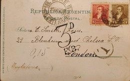 M) 1892, ARGENTINA, POSTCARD, FROM BUENOS AIRES ARGENTINA TO LONDON, WITH CANCELLATION STAMP. - Oblitérés